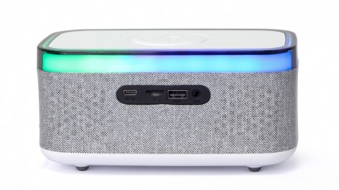 Cyfrowy budzik z funkcją bezprzewodowego ładowania, radio DAB/FM RGB biało-szary Cyfrowy budzik z funkcją bezprzewodowego ładowania, radio DAB/FM RGB biało-szary
