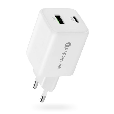 Ładowarka sieciowa GaN 1X USB, 1X USB-C 45W QC4+ PD Biała Ładowarka sieciowa GaN 1X USB, 1X USB-C 45W QC4+ PD Biała
