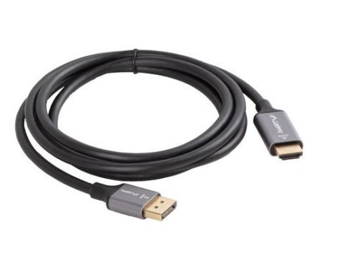 Kabel Displayport(M)-HDMI(M)1.8M 4K czarno-srebrny Kabel Displayport(M)-HDMI(M)1.8M 4K czarno-srebrny