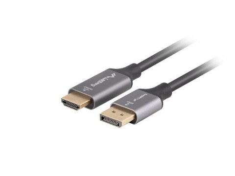 Kabel Displayport(M)-HDMI(M) 1M 4K czarno-srebrny Kabel Displayport(M)-HDMI(M) 1M 4K czarno-srebrny