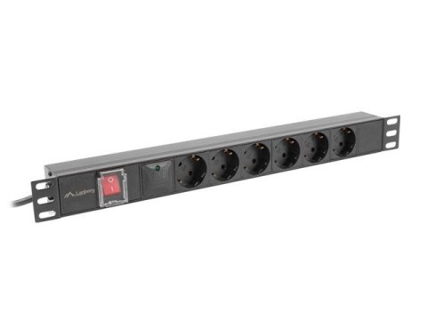Listwa zasilająca rack PDU 19 cali 1U 16A 6x230V schuko 2m czarna Listwa zasilająca rack PDU 19 cali 1U 16A 6x230V schuko 2m czarna