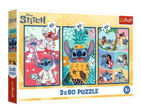 Puzzle 3x80 elementów Stitch świat Puzzle 3x80 elementów Stitch świat