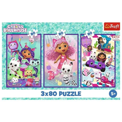 Puzzle 3x80 elementów Kolorowe dni Gabi Gabby Dollhouse Puzzle 3x80 elementów Kolorowe dni Gabi Gabby Dollhouse