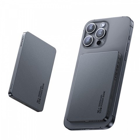 Powerbank 5000mAh 20W indukcyjny Magsafe PD Fast Charge szary