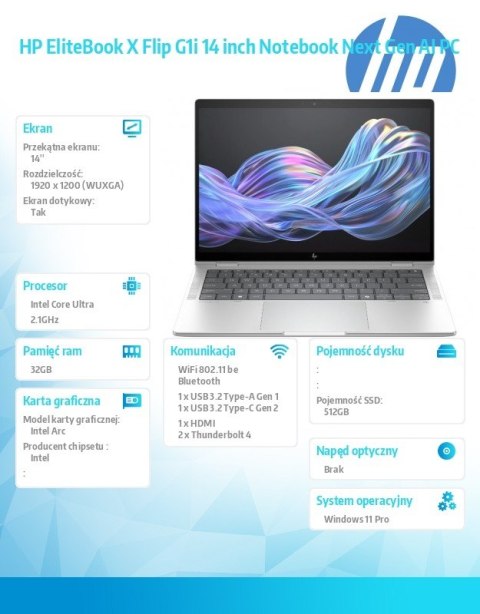 Notebook EliteBook X Flip G1i U5 228V 512GB/32GB/W11P/14.0 B9ZX3ET