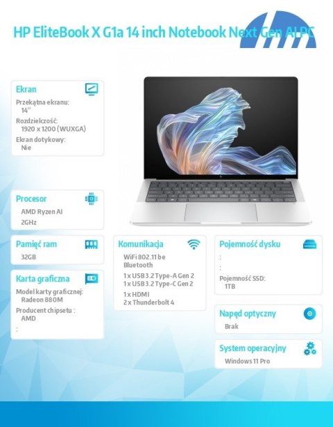 Notebook EliteBook X G1a AI7P360 1TB/32GB/W11P/14.0 B9ZX1ET Notebook EliteBook X G1a AI7P360 1TB/32GB/W11P/14.0 B9ZX1ET