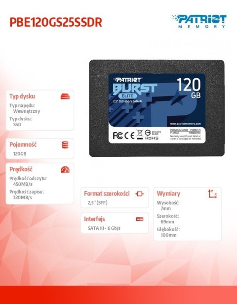 Dysk SSD 120GB Burst Elite 450/320MB/s SATA III 2.5 Dysk SSD 120GB Burst Elite 450/320MB/s SATA III 2.5