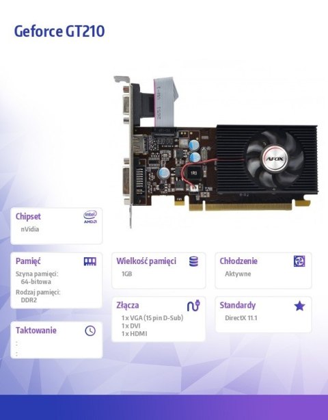 Karta graficzna - Geforce GT210 1GB DDR2 64Bit DVI HDMI VGA LP Fan V7 Karta graficzna - Geforce GT210 1GB DDR2 64Bit DVI HDMI VGA LP Fan V7
