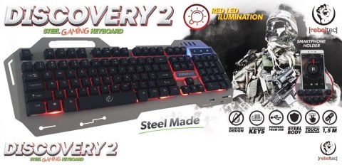 Klawiatura metalowa podwietlana gaming Rebeltec DISCOVERY 2 Klawiatura metalowa podwietlana gaming Rebeltec DISCOVERY 2