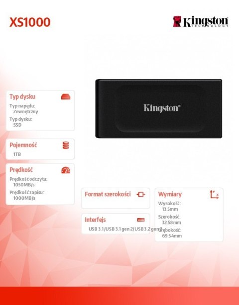 Dysk SSD XS1000 1TB USB3.2 Gen2 Zewnętrzny Dysk SSD XS1000 1TB USB3.2 Gen2 Zewnętrzny