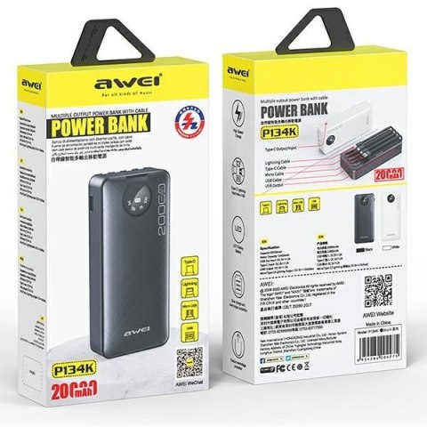 Powerbank 20000mAh P134K komplet kabli Powerbank 20000mAh P134K komplet kabli