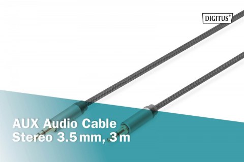 Kabel połączeniowy audio MiniJack Stereo Typ 3.5mm/3.5mm M/M nylon 3m Kabel połączeniowy audio MiniJack Stereo Typ 3.5mm/3.5mm M/M nylon 3m