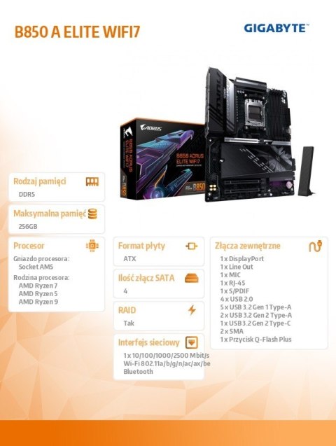 Płyta główna B850 A ELITE WIFI7 Płyta główna B850 A ELITE WIFI7