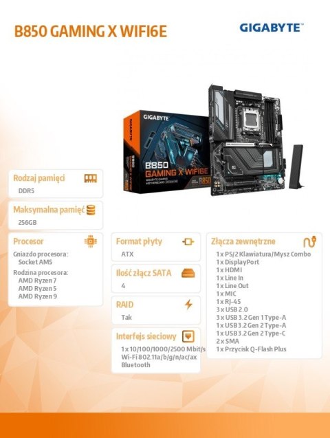 Płyta główna B850 GAMING X WIFI6E Płyta główna B850 GAMING X WIFI6E