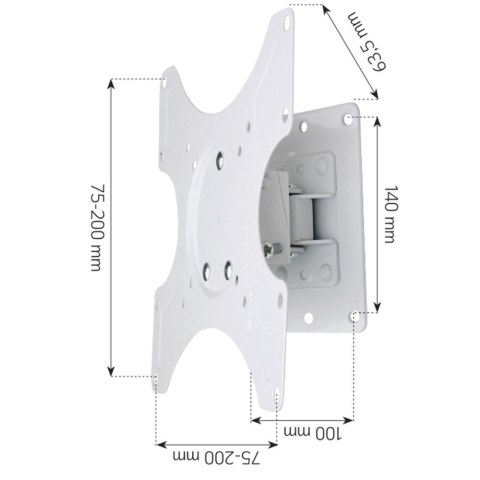 Uchwyt ścienny do TV 19-37cali LED/LCD obrotowy uchylny biały