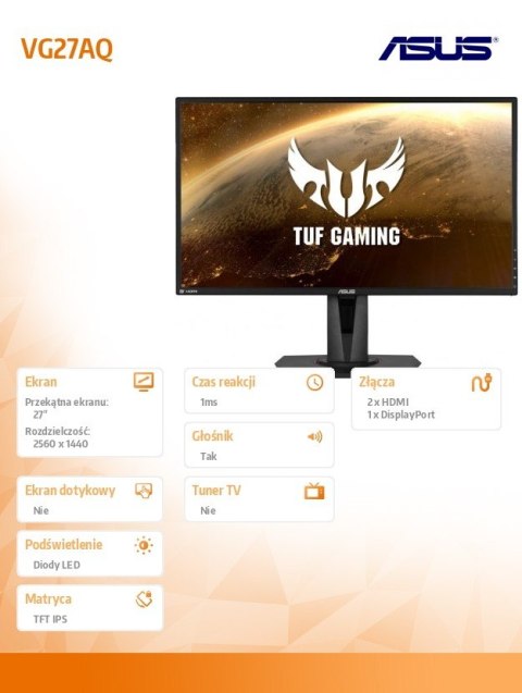 Monitor 27 cali VG27AQ WQHD IPS HDMI DP 1ms 155Hz Monitor 27 cali VG27AQ WQHD IPS HDMI DP 1ms 155Hz