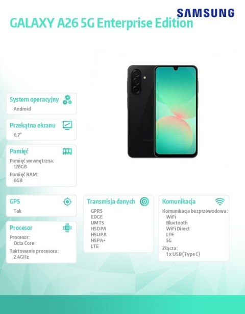 Smartfon GALAXY A26 5G 6/128 GB czarny Enterprise Edition
