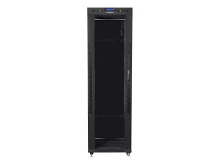 Szafa instalacyjna rack stojąca 19 42U 600x800 czarna, drzwi szklane lcd (Flat pack)