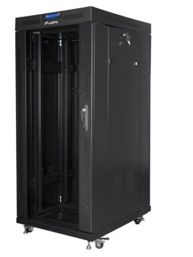 Szafa instalacyjna rack stojąca 19 cali 27u 800x1000 czarna drzwi szklane LCD (flat pack) Szafa instalacyjna rack stojąca 19 cali 27u 800x1000 czarna drzwi szklane LCD (flat pack)