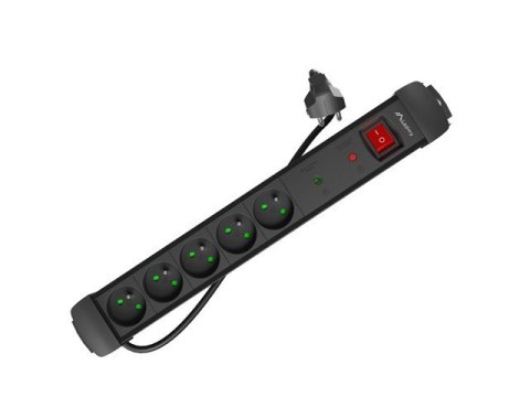 Listwa zasilająca 5.0m 5x230 cz SP1-05E-0500-BK