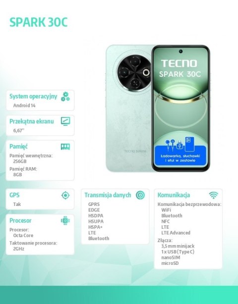 Smarfon Spark 30C 8/256 Magic Skin Green