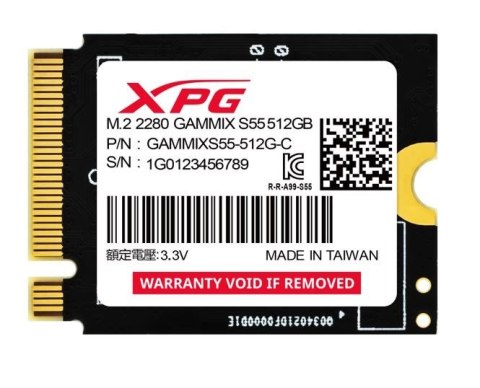Dysk SSD XPG GAMMIX S55 512GB PCIe 4x4 5/3.8MB/s M2230 Dysk SSD XPG GAMMIX S55 512GB PCIe 4x4 5/3.8MB/s M2230