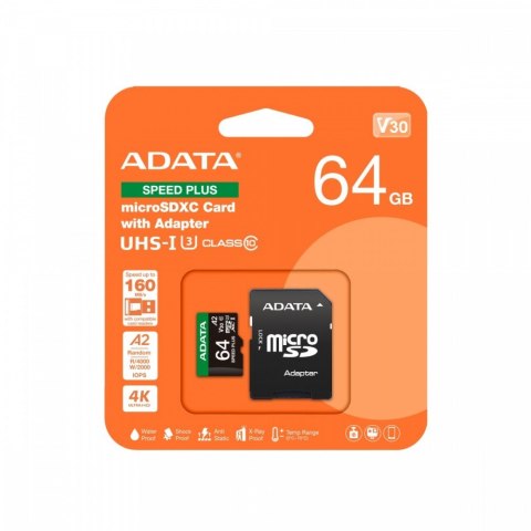 Karta microSD Speed Plus 64GB UHS1 U3 V30 A2 160/140 MB/s Karta microSD Speed Plus 64GB UHS1 U3 V30 A2 160/140 MB/s