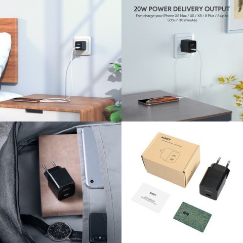 PA-Y20S White Mini ładowarka sieciowa 1xUSB-C 20W PD Power Delivery PA-Y20S White Mini ładowarka sieciowa 1xUSB-C 20W PD Power Delivery