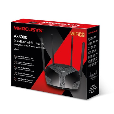 Router Mercusys MR80X WiFi 6 AX3000 3LAN 1WAN Router Mercusys MR80X WiFi 6 AX3000 3LAN 1WAN