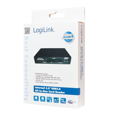 Czytnik kart pamięci, USB2.0, wewnętrzny 3,5" Czytnik kart pamięci, USB2.0, wewnętrzny 3,5"
