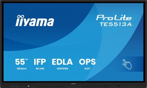 Monitor 55 cali TE5513A-B1AG INFRARED,40pkt,IPS,4K,7H,450cd/m2, WiFi,USB, ANDROID 14, Google EDLA,2x20W, UCHWYT CIENNY