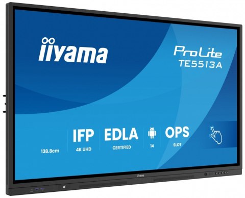 Monitor 55 cali TE5513A-B1AG INFRARED,40pkt,IPS,4K,7H,450cd/m2, WiFi,USB, ANDROID 14, Google EDLA,2x20W, UCHWYT CIENNY