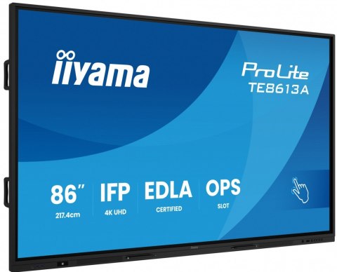 Monitor 86 cali TE8613A-B1AG INFRARED,40pkt,IPS,4K,7H,450cd/m2, WiFi,USB, ANDROID 14, Google EDLA,2x20W, UCHWYT CIENNY
