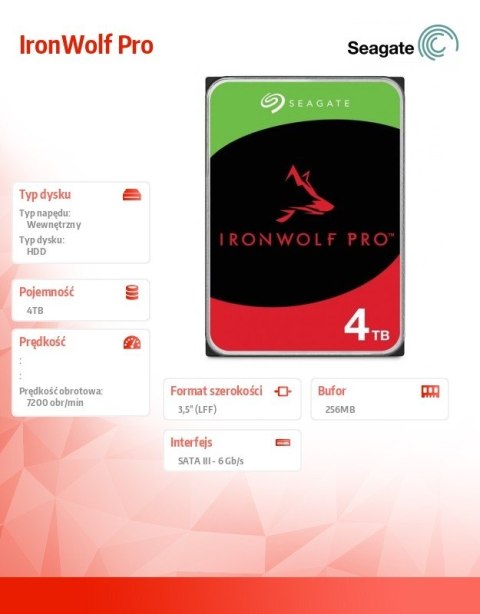 Dysk IronWolfPro 4TB 3.5'' 256MB ST4000NT001 Dysk IronWolfPro 4TB 3.5'' 256MB ST4000NT001