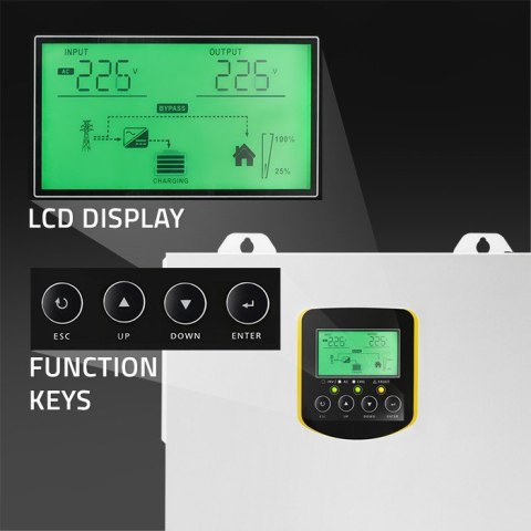 Hybrydowy inwerter solarny Off-Grid 2.5kVA | 2.5kW | 100A | MPPT | LCD | BMS | Sinus