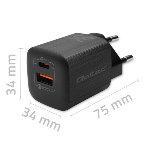 Ładowarka sieciowa 35W GaN ULTRA | 5-20V | 2.25-3A | 1 x USB typeC PD | 1 x USB | Czarna Ładowarka sieciowa 35W GaN ULTRA | 5-20V | 2.25-3A | 1 x USB typeC PD | 1 x USB | Czarna