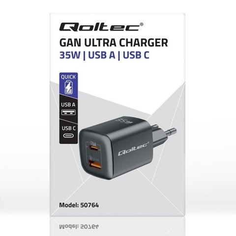 Ładowarka sieciowa 35W GaN ULTRA | 5-20V | 2.25-3A | 1 x USB typeC PD | 1 x USB | Czarna Ładowarka sieciowa 35W GaN ULTRA | 5-20V | 2.25-3A | 1 x USB typeC PD | 1 x USB | Czarna