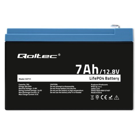 Akumulator LiFePO4 Litowo-Żelazowo-Fosforanowy | 12.8V | 7Ah | 89.6Wh | BMS Akumulator LiFePO4 Litowo-Żelazowo-Fosforanowy | 12.8V | 7Ah | 89.6Wh | BMS