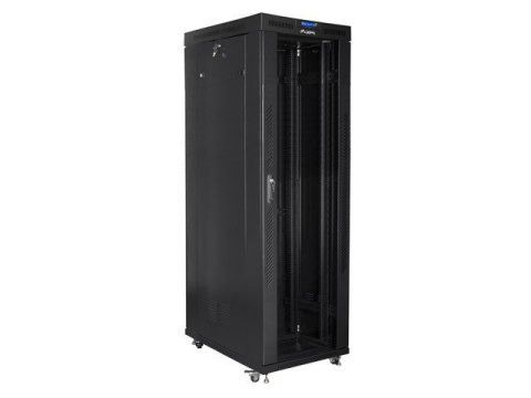 Szafa instalacyjna rack stojąca 19 42U 800x1000 czarna, drzwi szklane LCD (Flat pack) Szafa instalacyjna rack stojąca 19 42U 800x1000 czarna, drzwi szklane LCD (Flat pack)