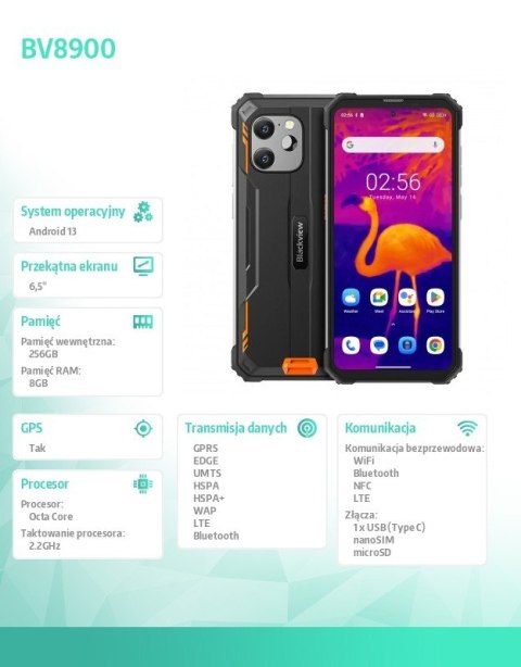Smartfon BV8900 8/256GB pomarańczowy