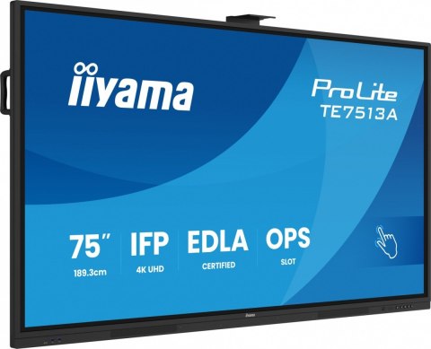 Monitor 75 cali TE7513A-B1AG INFRARED,40pkt,IPS,4K,7H,450cd/m2, WiFi,USB, ANDROID 14, Google EDLA,2x20W, UCHWYT CIENNY