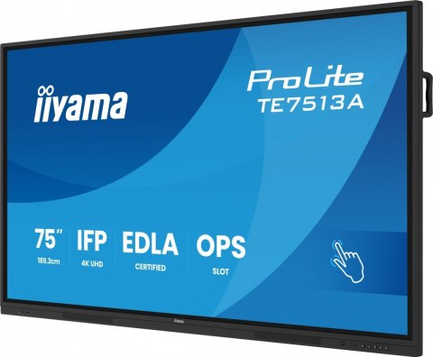 Monitor 75 cali TE7513A-B1AG INFRARED,40pkt,IPS,4K,7H,450cd/m2, WiFi,USB, ANDROID 14, Google EDLA,2x20W, UCHWYT CIENNY