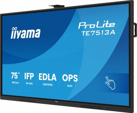 Monitor 75 cali TE7513A-B1AG INFRARED,40pkt,IPS,4K,7H,450cd/m2, WiFi,USB, ANDROID 14, Google EDLA,2x20W, UCHWYT CIENNY