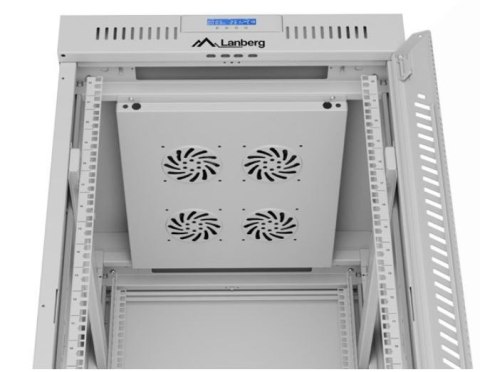 Szafa stojąca rack 19'' 22U 600x800 szara drzwi szklane LCD flack pack