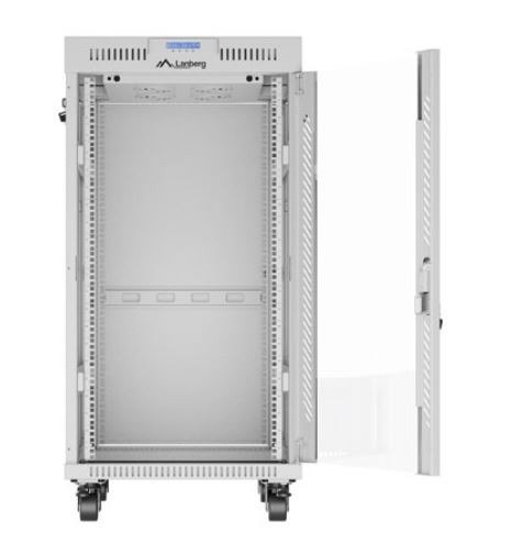 Szafa stojąca rack 19'' 22U 600x800 szara drzwi szklane LCD flack pack