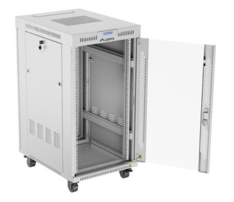 Szafa stojąca rack 19'' 22U 600x800 szara drzwi szklane LCD flack pack