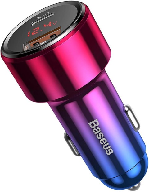 Ładowarka samochodowa Baseus Magic Series PPS USB-C/USB-A 45W różowo-niebieska Ładowarka samochodowa Baseus Magic Series PPS USB-C/USB-A 45W różowo-niebieska