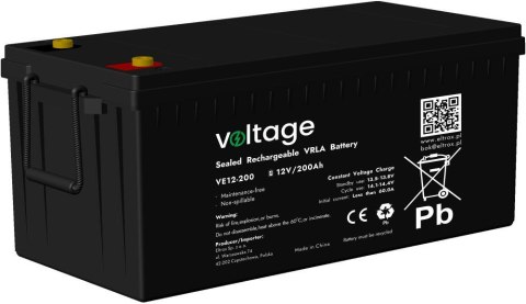 Akumulator AGM Voltage 12V 200Ah VE12-200 (Żywotność 6-9 lat) Akumulator AGM Voltage 12V 200Ah VE12-200 (Żywotność 6-9 lat)