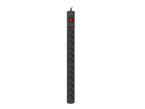Listwa przeciwprzepięciowa M12/16A Rack 19'' 1.5m czarna (12 gniazd)