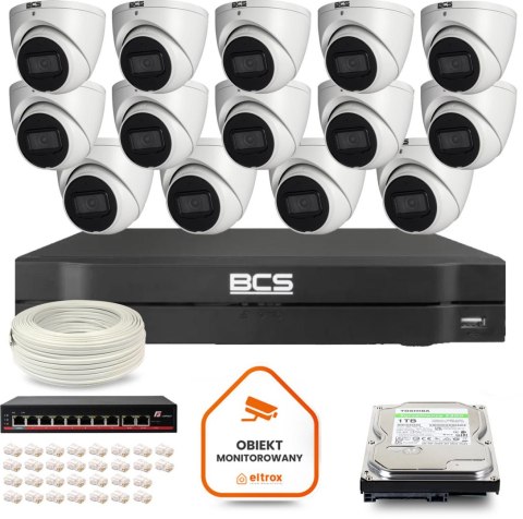 Zestaw monitoringu IP BCS Line 14x Kamera BCS-L-EIP14FSR3-AI1 Rejestrator z dyskiem 1TB Zestaw monitoringu IP BCS Line 14x Kamera BCS-L-EIP14FSR3-AI1 Rejestrator z dyskiem 1TB